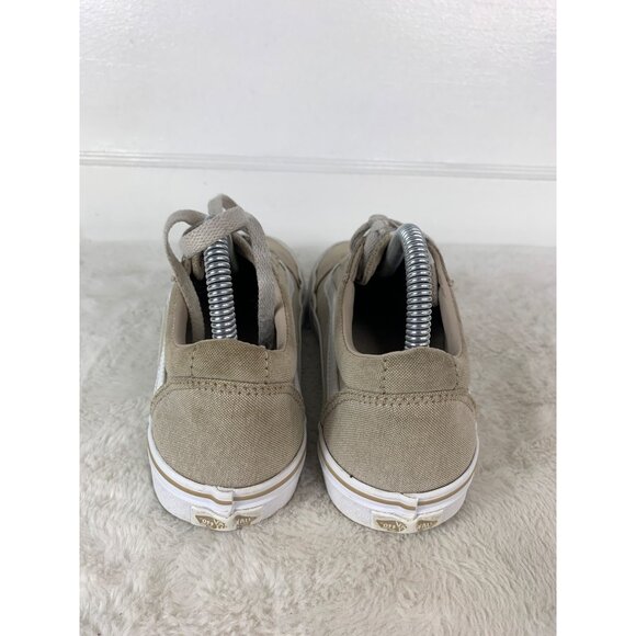 Vans Womens Size 8 Old Skool Sneakers Tan & White Canvas Casual Shoes - Picture 3 of 9